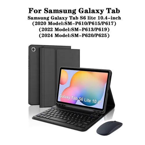 Funda para tableta Samsung Galaxy Tab S6 lite de 10,4 pulgadas, funda para teclado para Galaxy Tab S6 lite de 10,4 pulgadas con portalápices