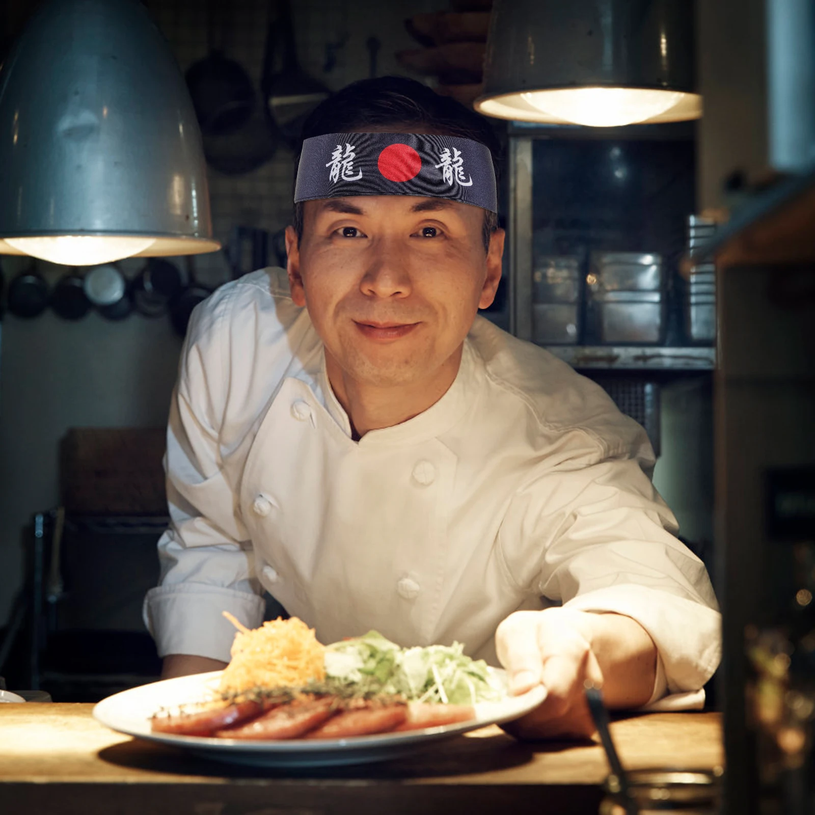 

Japanese Chef Sports Headband Cotton Hairband for Workout Yoga Karate Design Absorbent Cooking