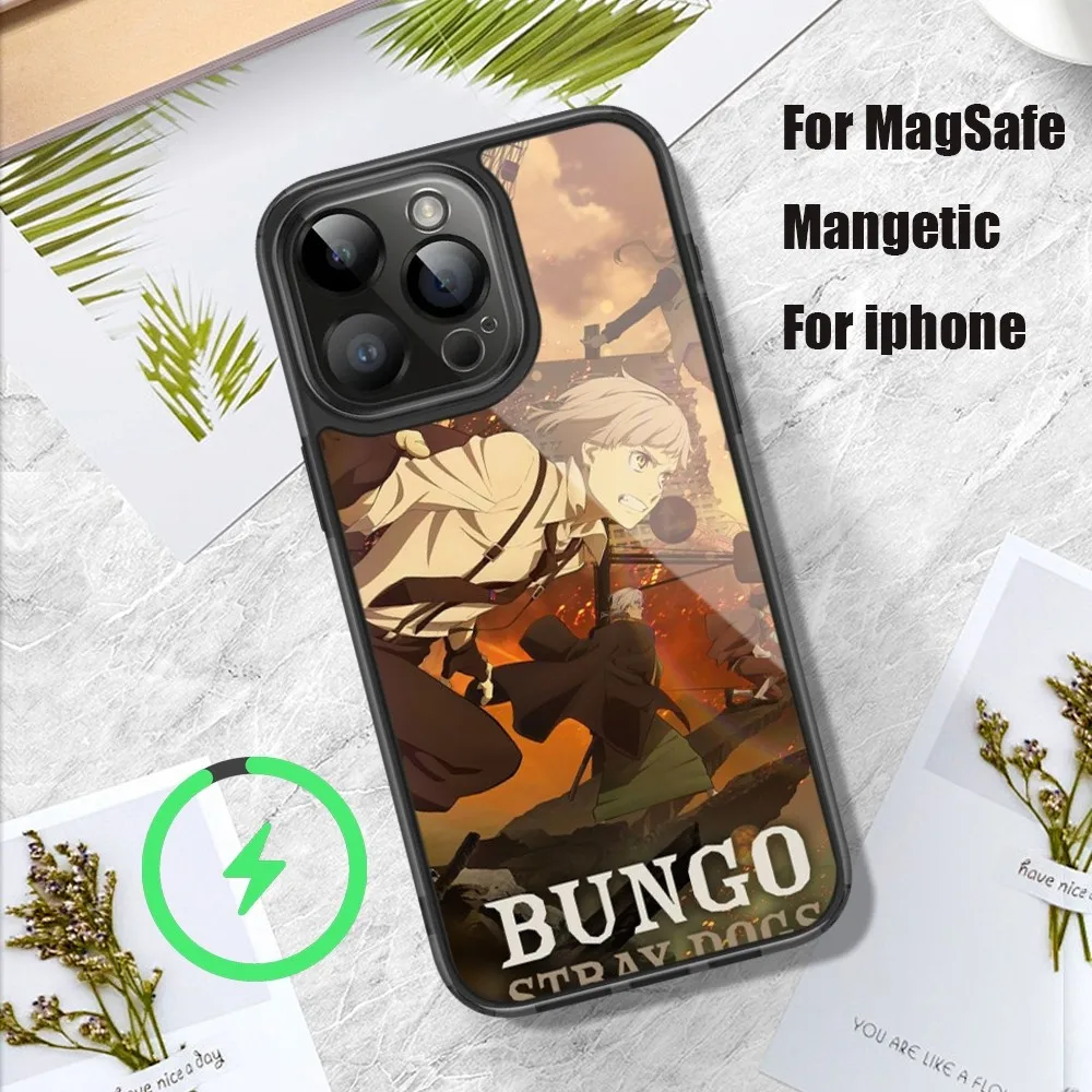 Bilibili B-Bungo Stray Dogs Phone Case For iPhone 11 12 13 14 15 Pro Max Plus Mini Magsafe Magnetic Wireless Charging Shell