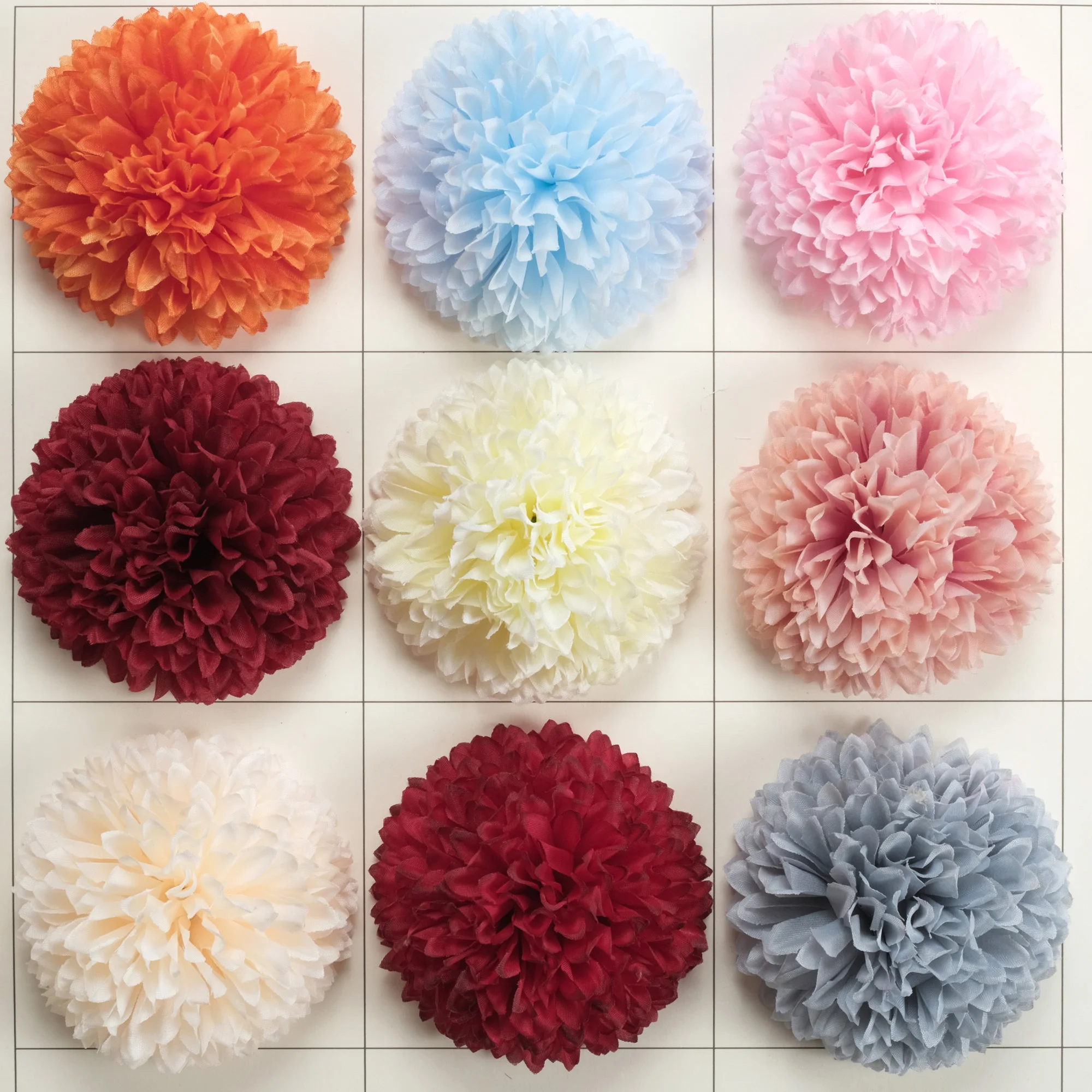 10/100PCS 9Colors Artificial Silk Flower Head Large Ball Mum Flower Faux Carnation For DIY Bouquet Flower Wall Decor Fake Flower