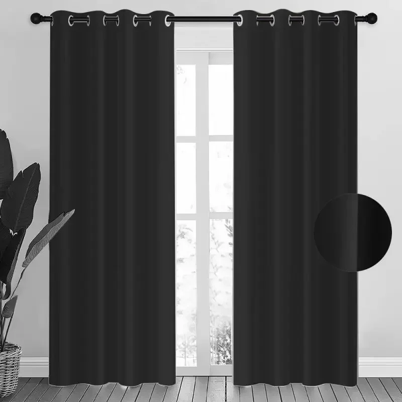 2 stuks verduisteringsgordijn kamerverduistering en lichtverminderend gordijn effen kleur voor studeerkamer keuken woonkamer decor