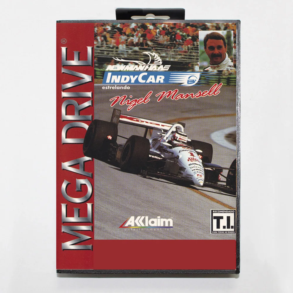 Tarjeta de juego Newman-Haas IndyCar MD, cubierta BR de 16 bits para cartucho de consola de videojuegos Sega Megadrive Genesis