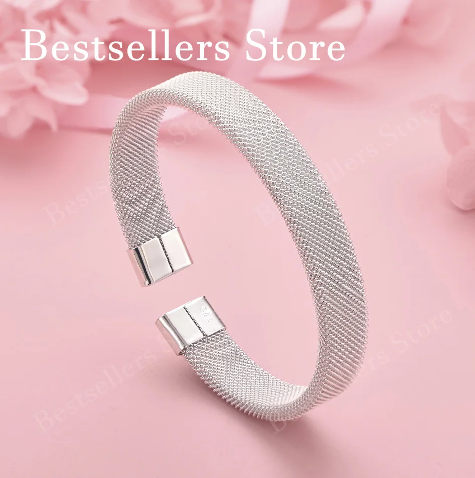 

925 Sterling Silver Exquisite Braided Open Bangle for Men and Women, Fashionable Wedding Party Jewelry