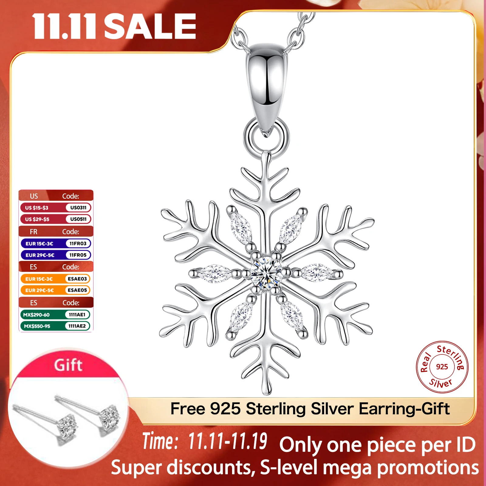 

Ожерелье Eudora из стерлингового серебра 925 пробы со снежинками, чистый циркон, зимний кулон, зимние изысканные праздничные украшения, Рождественский подарок для женщин