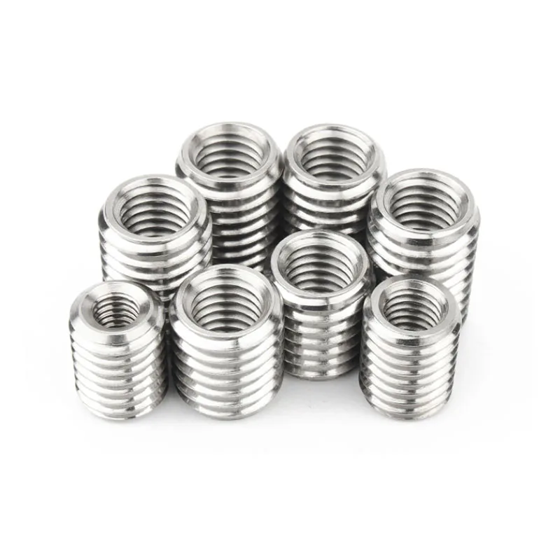 M2-M12 A2-70 Stainless Steel 304 Inside Outside Thread Adapter Screw Wire Thread Insert Sleeve Conversion Nut Coupler Convey