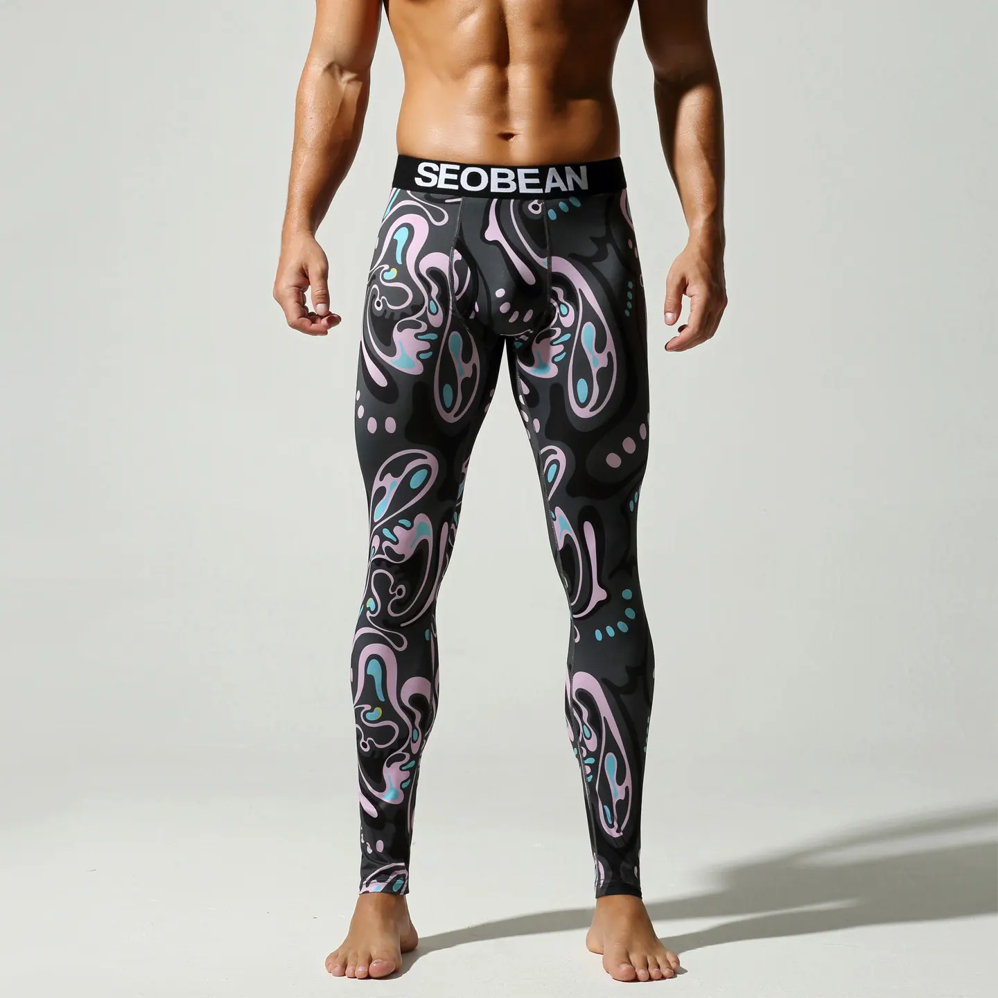 Men's Sports Fitness Pants Classic Printed Autumn Pants Running Cycling Fast Drying Elastic Tight Leggings Beach Surfing Pants - view 3
