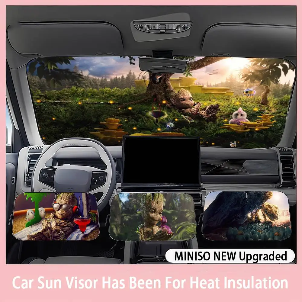 

Marvel I Am Groot Car SunShade Windshield sunshade blocks ultraviolet rays, car insulation sunshade protector