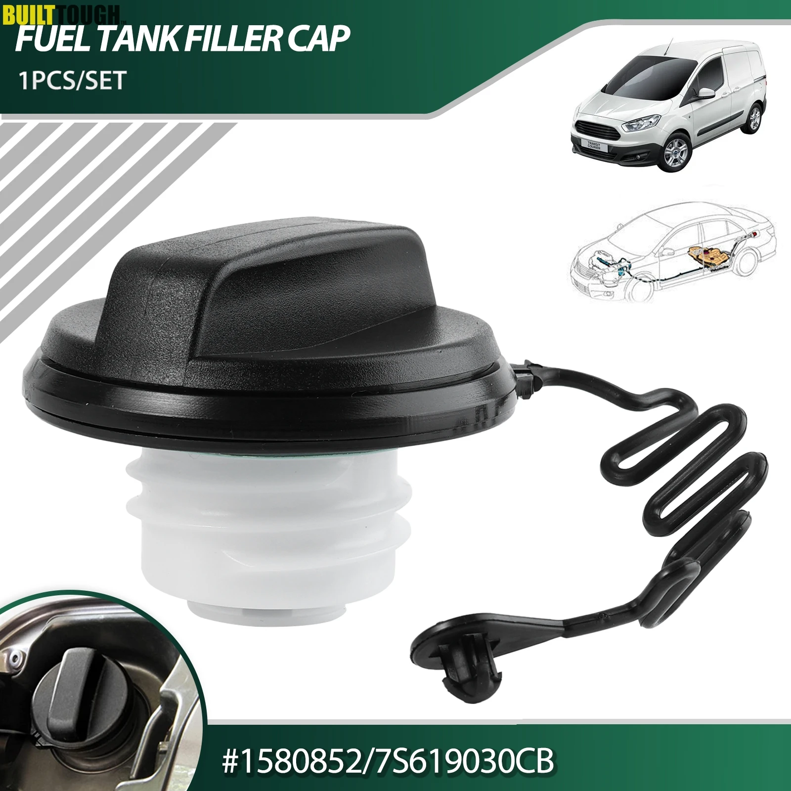 Petrol Diesel Fuel Tank Filler Cap w/Strap 1580852 For Ford Fiesta MK5 2001-2008 Transit Custom Fusion E1F1-9030-AA 7S61-9030-CB