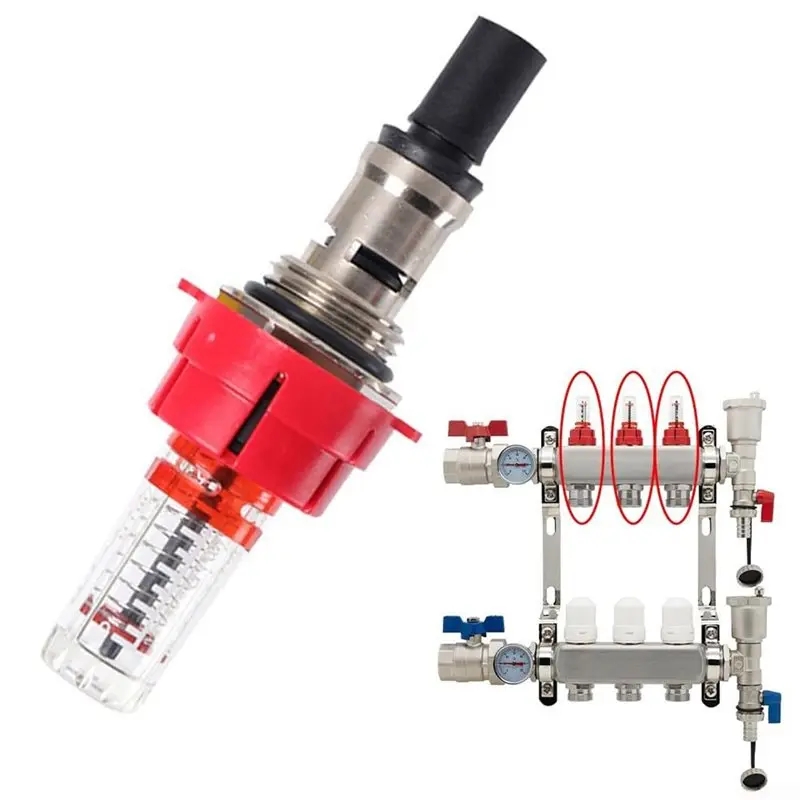 ABVS Underfloor Heating Manifold Flow Meter-Regulator Precision Heat Control Device(3/8 X 12Pc)