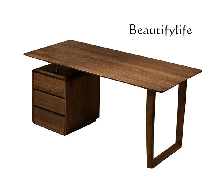 Nordic Minimalism Black Walnut Wooden Desk Study Home Italian Light Luxury Computer Desk