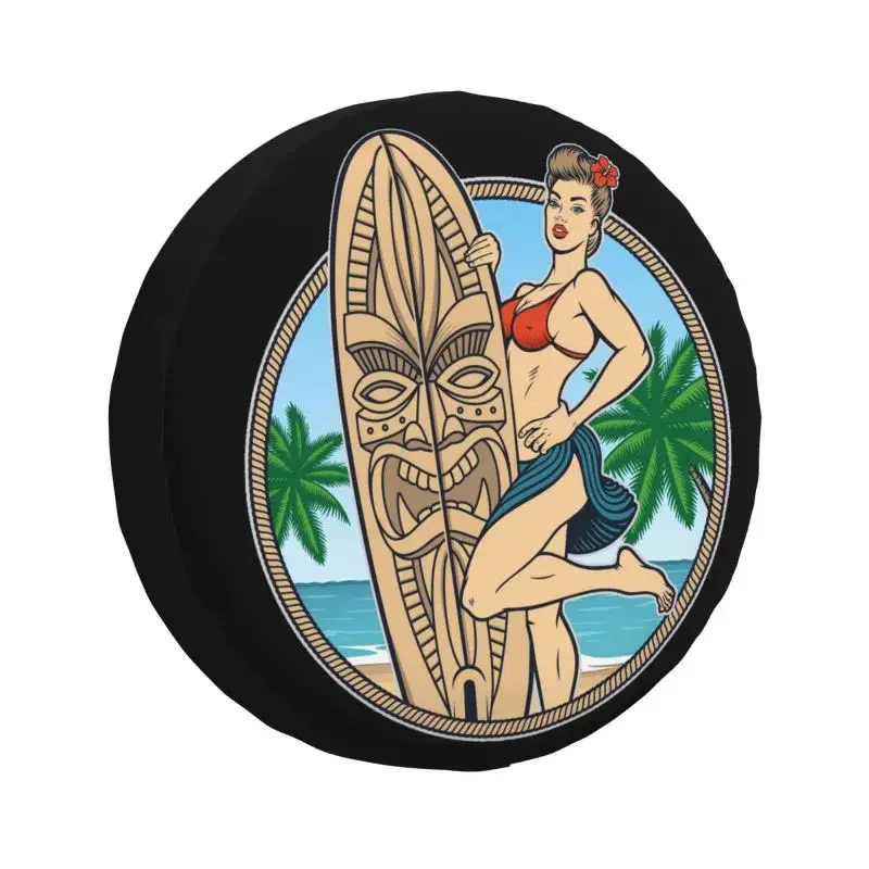

Summer Girl Surfing Tire Cover 4WD 4x4 Trailer Beach Surfer Spare Wheel Protector for Honda CRV 14" 15" 16" 17" Inch