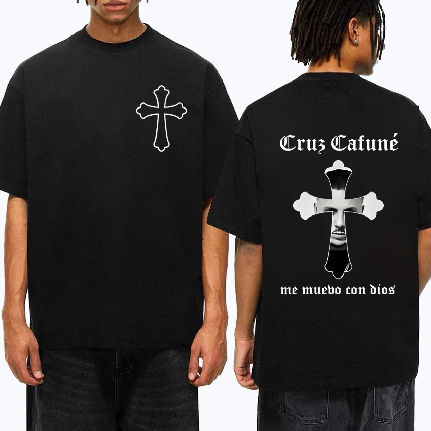 

Hot sale Rapper Cruz Cafune Graphic Double Sided Print Tee shirt Men Women 100% Cotton short sleeve t-shirts Summer Unisex Tops