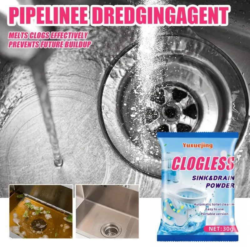 30g independent packaging pipeline cleaning powder, can dissolve residues, eliminate odors, and unclog floor drains and toilets