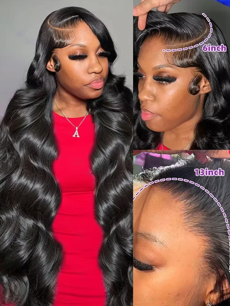 30インチ ボディウェーブ レースフロントウィッグ 人毛 200%密度 13x6 HDレースフロントウィッグ 女性用 13x4 透明人毛ウィッグ