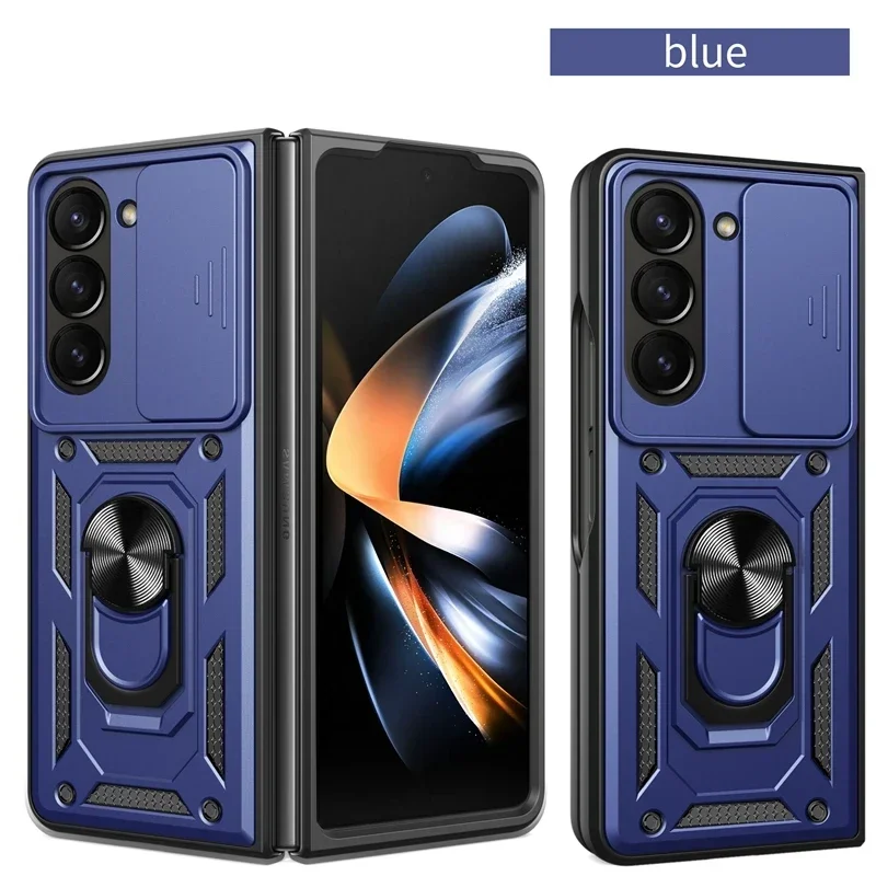 Armor Shockproof Case for Samsung Galaxy Z Fold 6 5 4 3 5G Protective Cover with Ring Magnetic Holder Coque Fundas