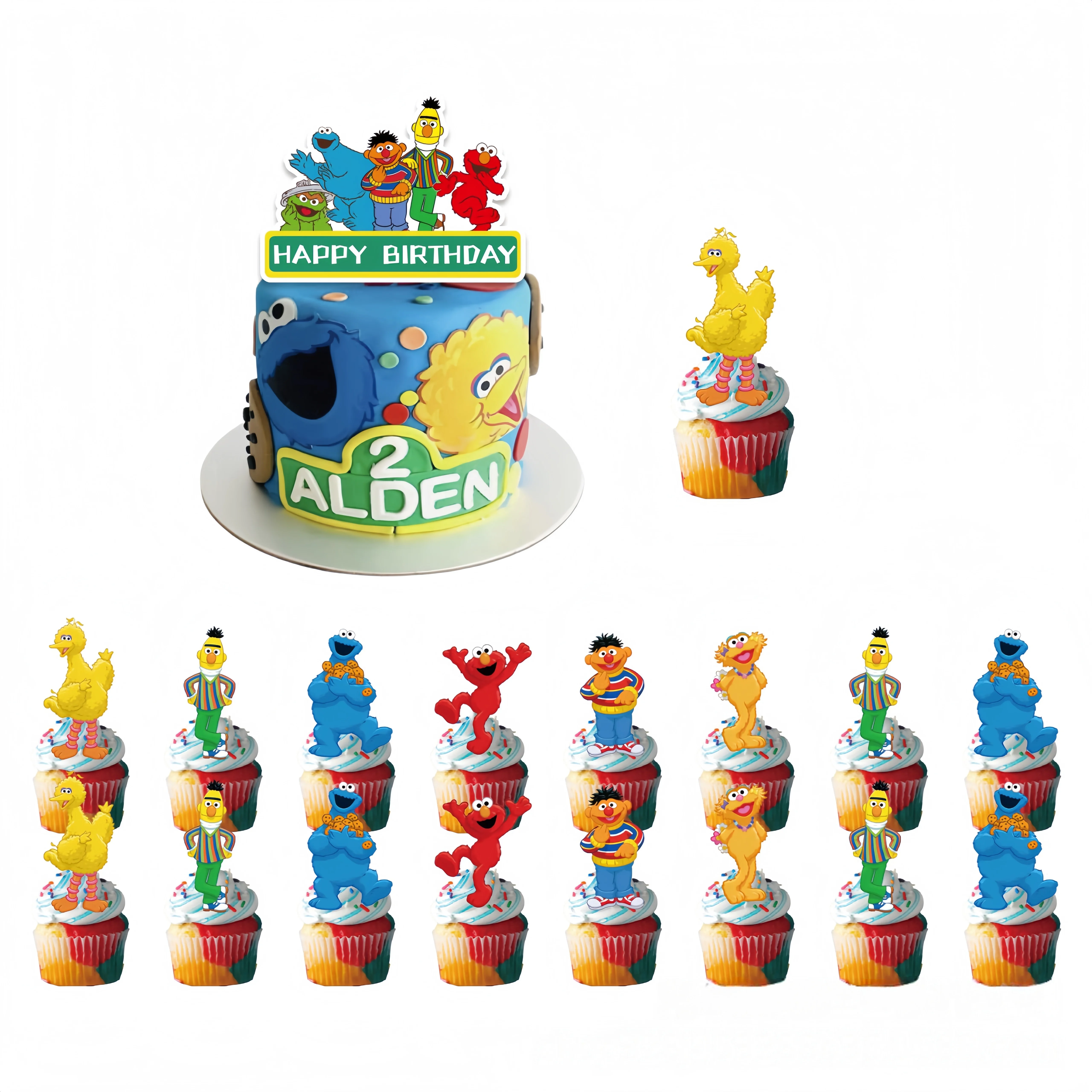 Sesames Cartoon Streeted Geburtstagsparty Dekoration Geburtstagsballon Tischdecke Becher Teller Kuchenform Baby-Shower Kinderparty Zubehör – Detail 3