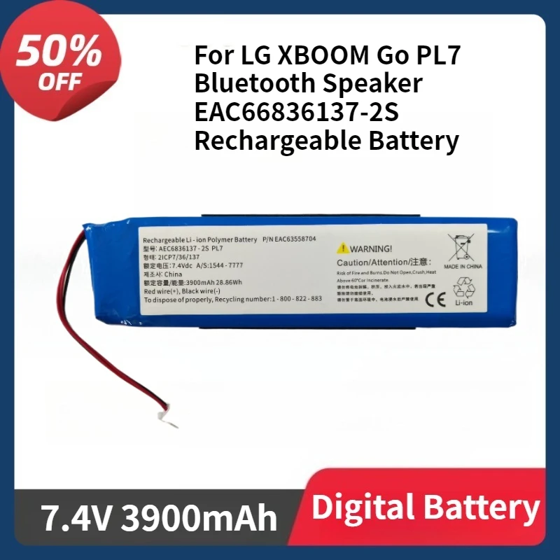 

Replacement Battery for LG XBOOM Go PL7 Bluetooth Speaker EAC66836137-2S 7.4V 3900mAh Rechargeable Battery