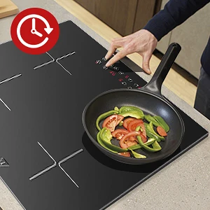 Induktionskochfeld, 4 Platten, integriertes Elektrokochfeld, 60 cm Booster, Touch-Steuerung, 6000 W, 9 Leistungsstufen, 1–99 Minuten, Timer, Kindersicherung – Detail 7