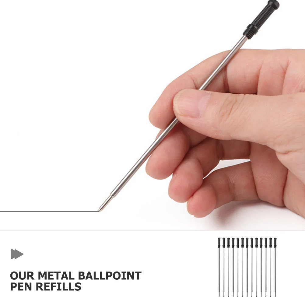 50pcs Ballpoint Pen Refills Black Medium Point Metal Ink Refills For Office School Home Use Smooth Writing Quick-Drying