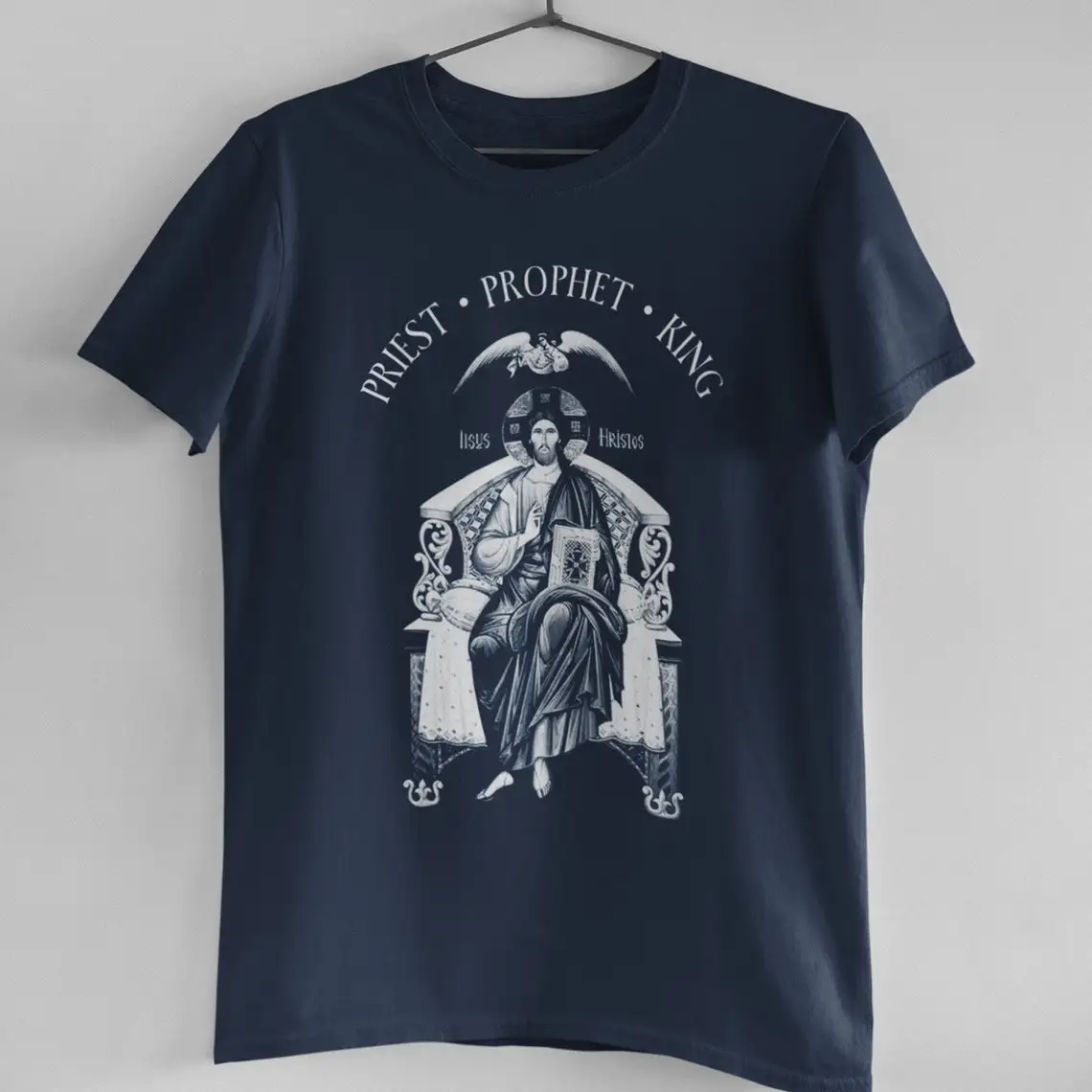 Priest Prophet King Jesus Byzantine Icon Catholic Christian Orthodox T-Shirt 100% Cotton O-Neck Short Sleeve Casual Mens T-shirt