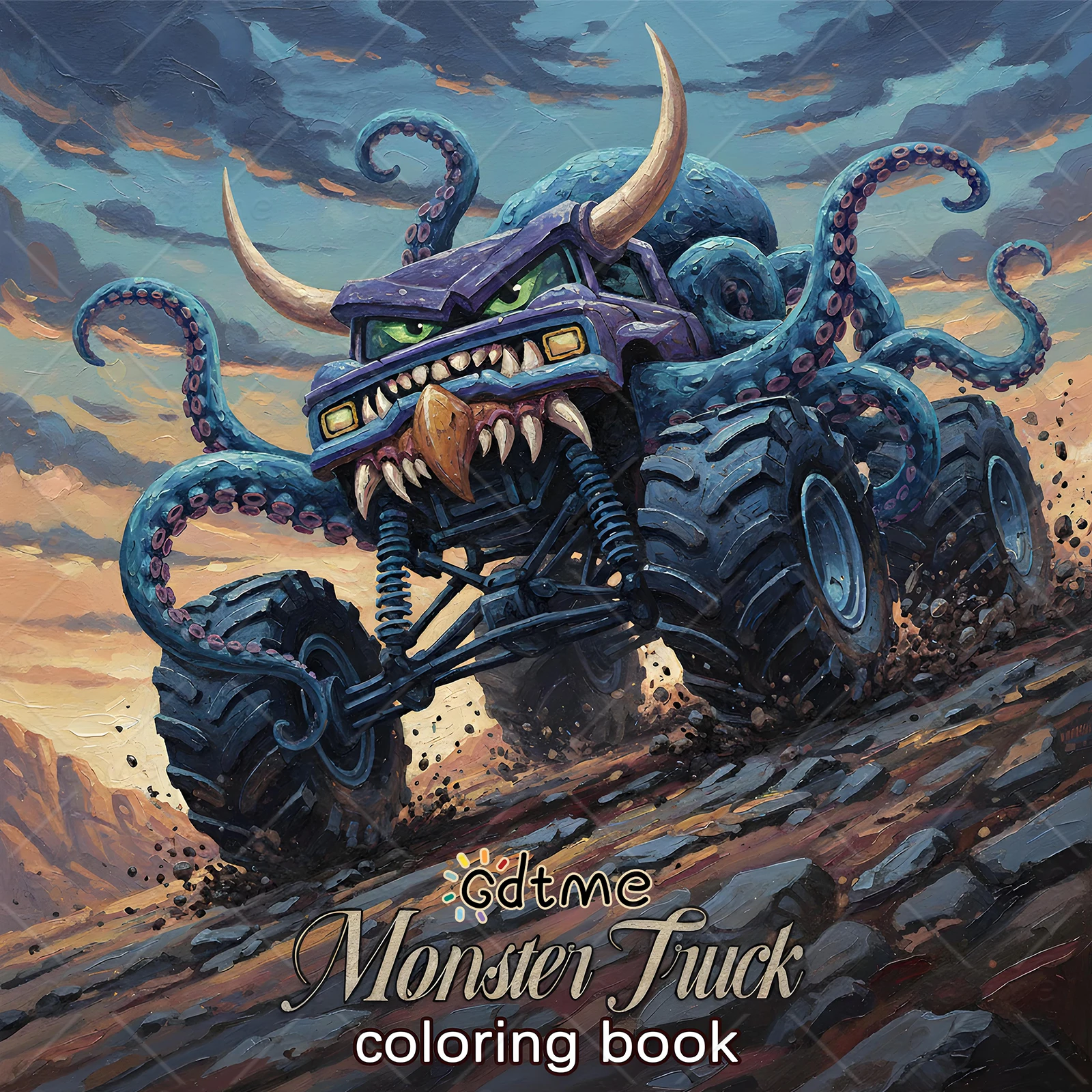 Libro de Colorear de Autos Monstruosos para Adultos con Patrones de Dibujos Animados Fáciles y Divertidos para Relajación, Libros de Dibujo y Pintura DIY para Niños