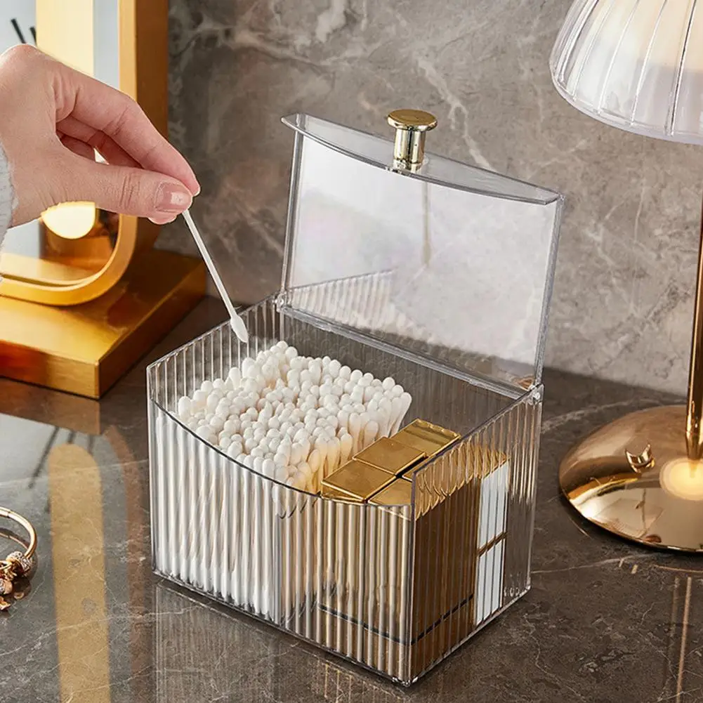 

Pet Material Storage Box Elegant Light Luxury Makeup Organizer with Transparent Flap Lid Dustproof 2-grid Storage for Dresser