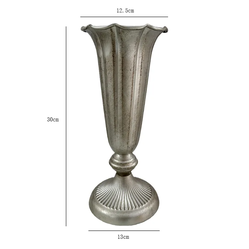 Classical flower ware metal vase high-end ornament wedding tabletop decorative flower pot