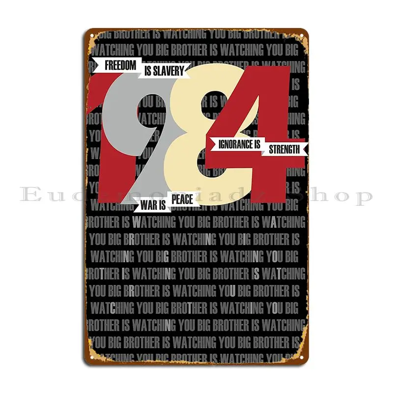 Placa metálica para Cinema Wall Decor, personalizado Caverna, Rusty Tin Sign Poster, George Orwell Dezenove, Oitenta e Quatro