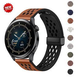 22mm 20mm Magnetic Genuine Leather Straps For HUAWEI WATCH GT 4 46mm WATCH 4 Pro GT 3 GT2 Pro 42mm Band Replacement Watchbands