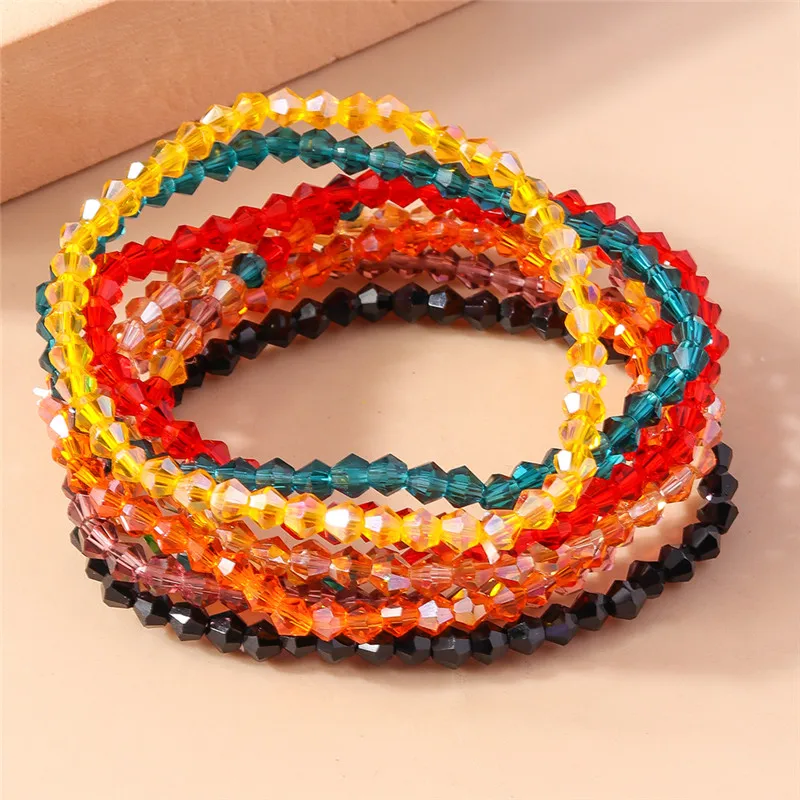 Bohemian Handgemaakte Kleurrijke Kralen Armband Voor Vrouwen Schattige Zomer Regenboog Bloem Polsband Meisjes Boho Sieraden Groothandel