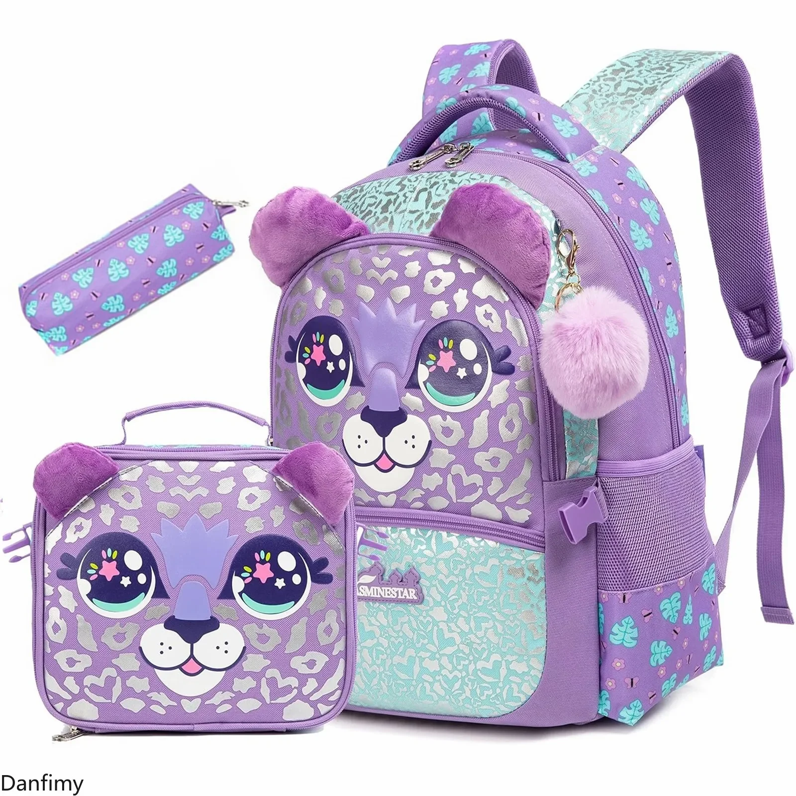 

3PCS Kids Backpacks for Girls Cute School Bag with Lunch Box Pencil Case Primary Child School Backpacks Back To School Girls Bag