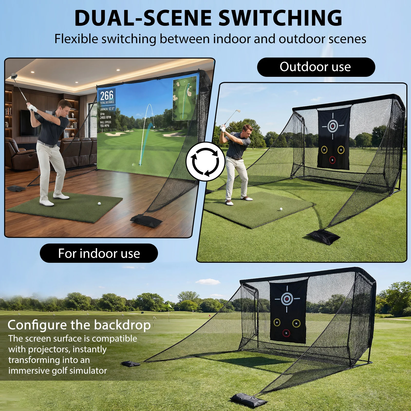 

10x7ft Golf Practice Hitting Net with 2 Side Barriers & Carry Bag Golf Practice Net for Backyard Driving Chipping Training Swing