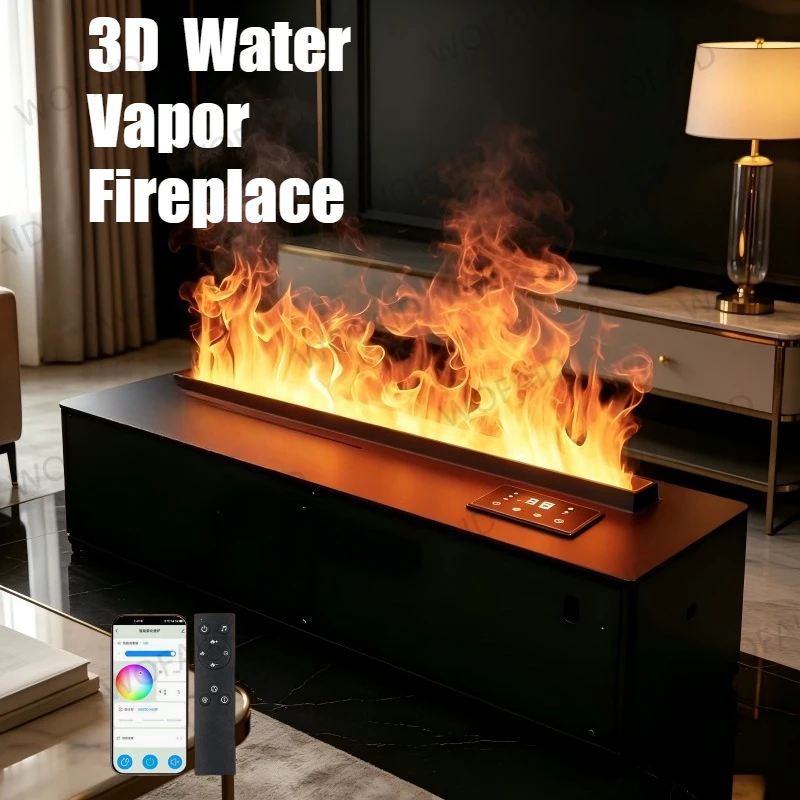 

Deluxe 3D Water Vapor Electric Fireplace with 9 Flame Color Patterns Dimming Brightness Burn Wood Sound flame Effect fireplace