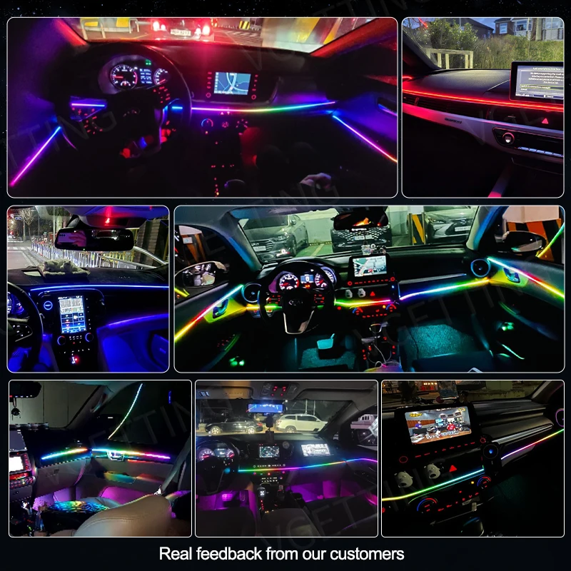 Luces LED ambientales interiores 6 en 1 para Tesla Model 3 Y S X, a todo Color, RGB, 110/140CM, USB, Control remoto por aplicación, atmósfera