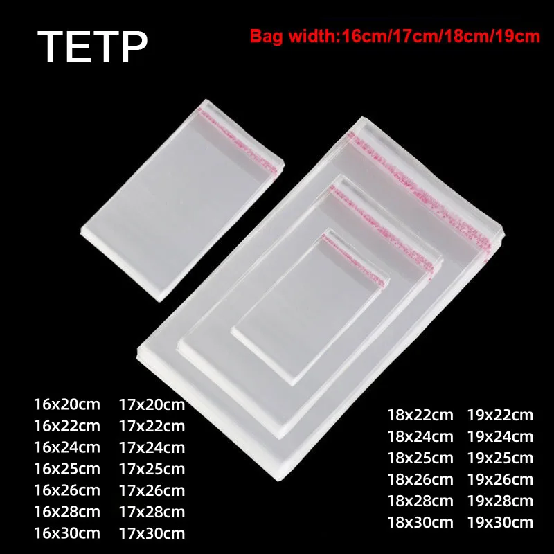 

TETP 500Pcs Width 16/17/18/19cm Transparent Self-Adhesive Bags Gloves Hat Silk Scarf Food Packaging For Small Business Wholesale