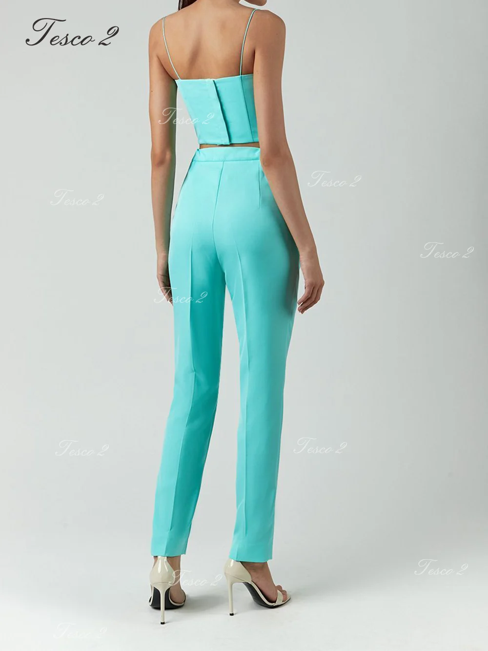 Imagem -02 - Tesco-casual Bright Color Slim Fit Double Breasted Suit para Mulher Desgaste Profissional de Escritório Primavera e Verão