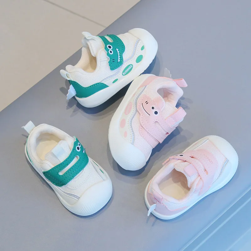 Kids Walking Shoes with Cute Dinosaur Boys Girls Running Shoes Toes Capped Anti-kick 2025 New Fashion Baby Casual Shoes Non-slip