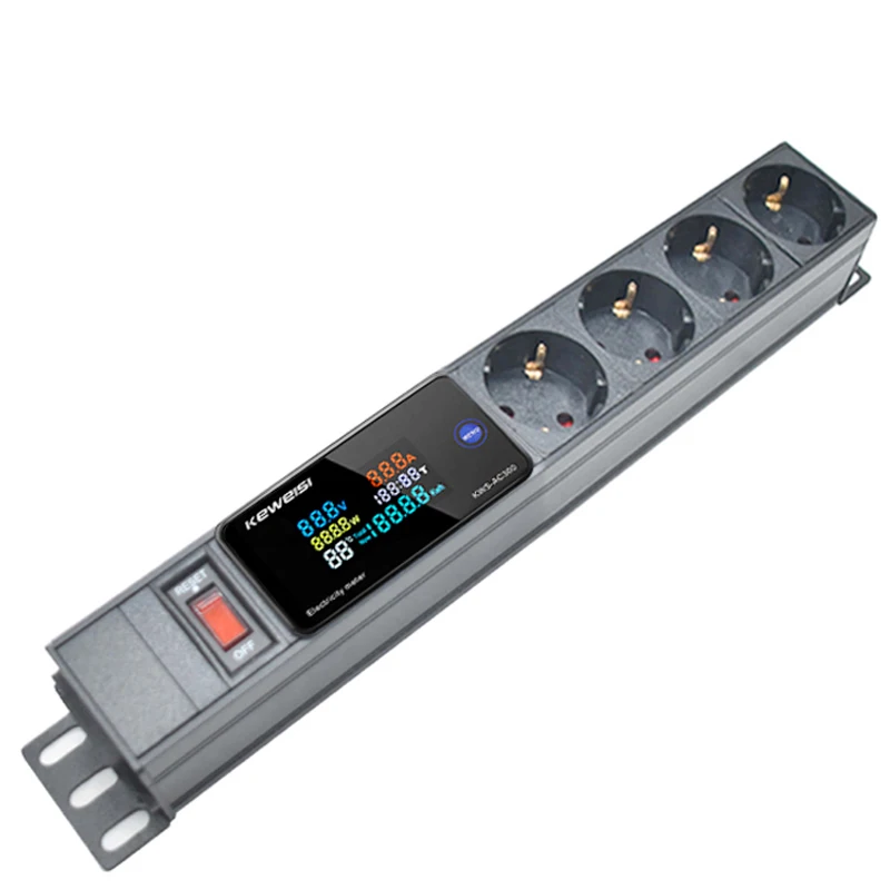 Power Strip 2-8Ways Euro German socket Voltage Current Power Consumption Meter Wattmeter Switch For cabinet rack mount