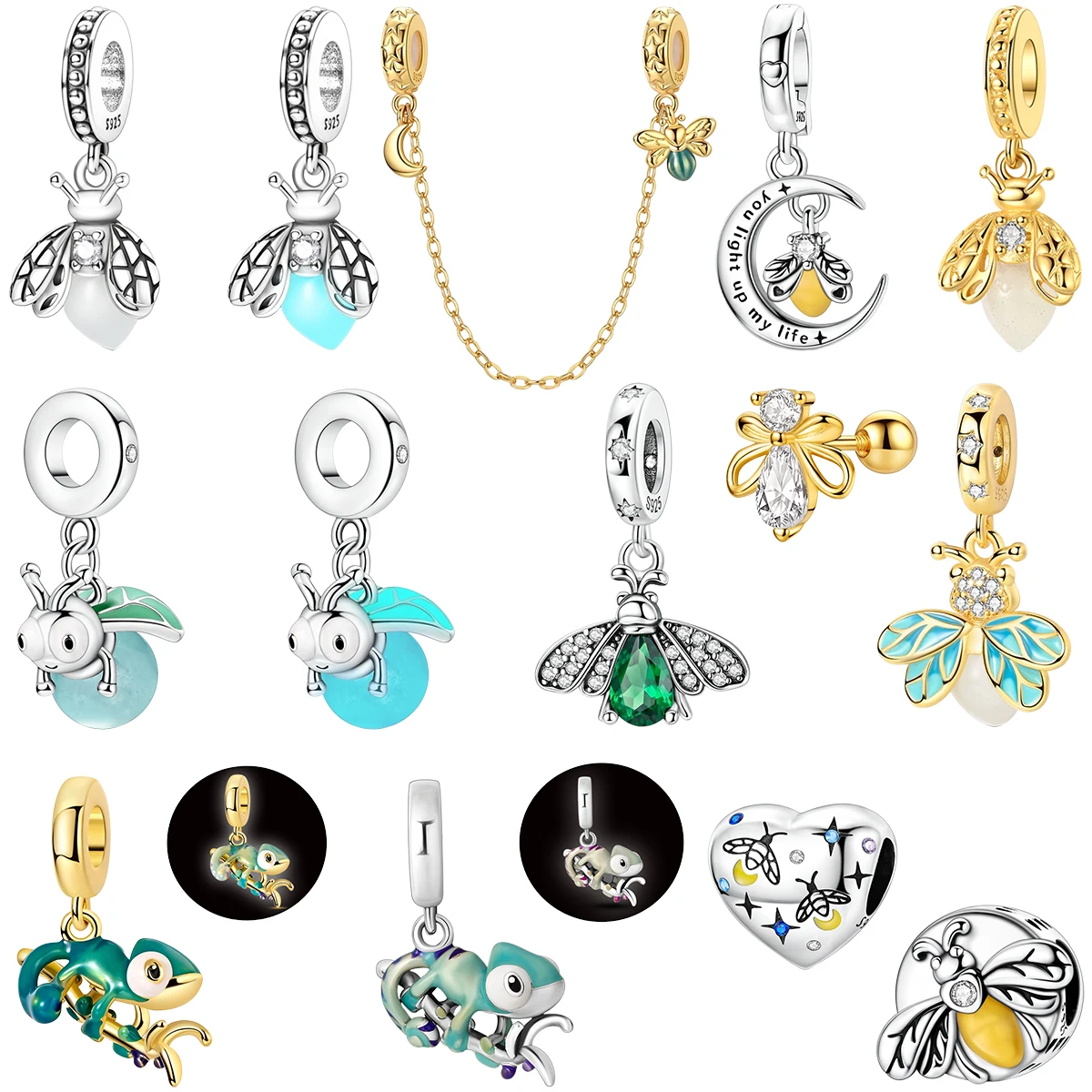 

Original 925 Silver Luminous Firefly Series Charms Pendant Beads Fit Bracelet Necklace DIY Woman Charms Beads Fine Jewelry Gift