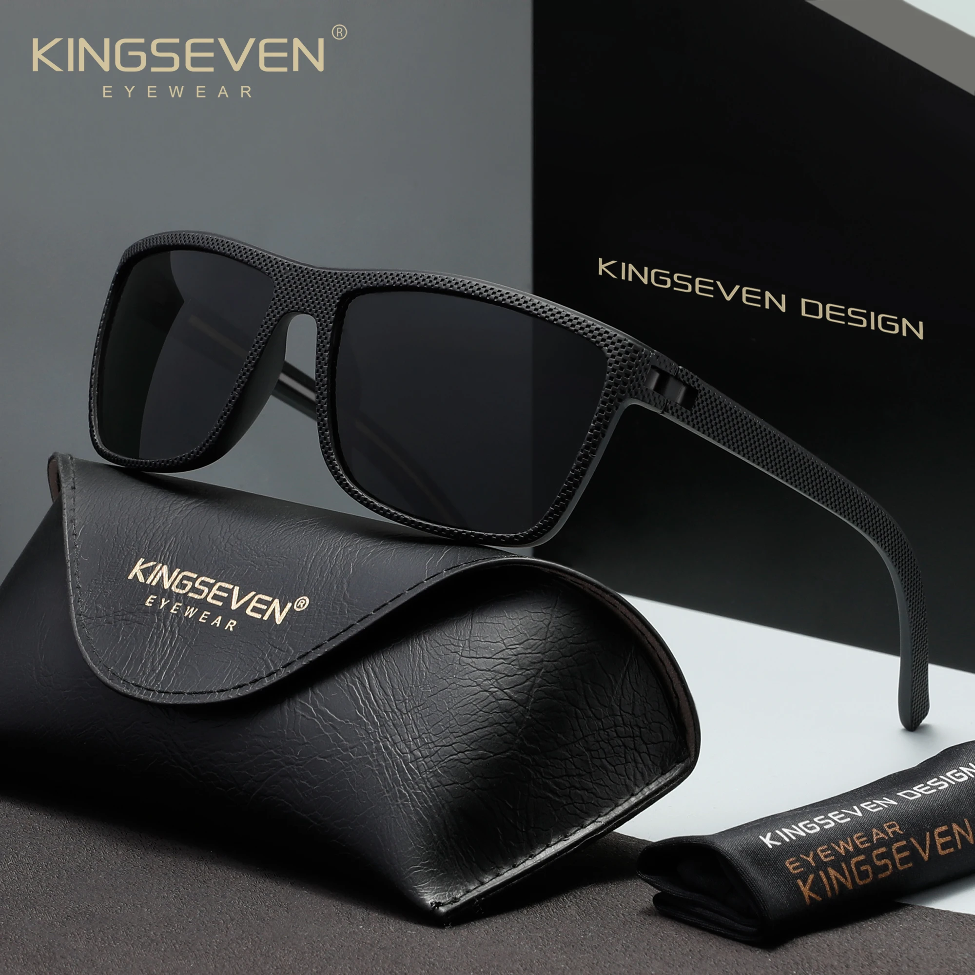 

Солнцезащитные очки KINGSEVEN: модные ретро-очки для мужчин и женщин, поляризованные, с защитой UV400, для вождения, прямоугольные, черные оправы