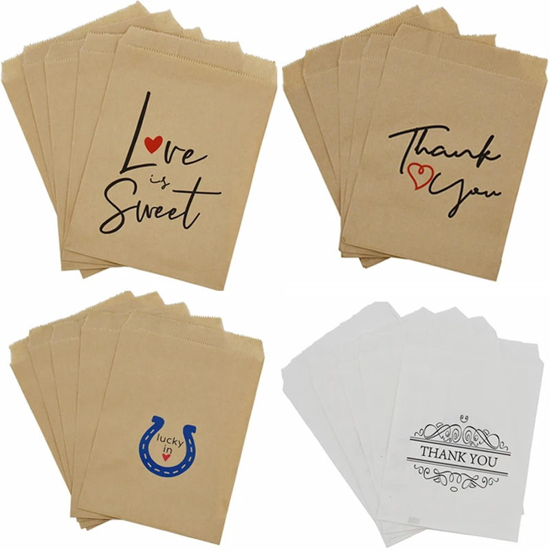 5-30pcs Kraft Paper Red Love Letters Bags Candy Gift Food Packaging Postcard Bag Wedding Birthday Party Decoration Bags 13X18cm