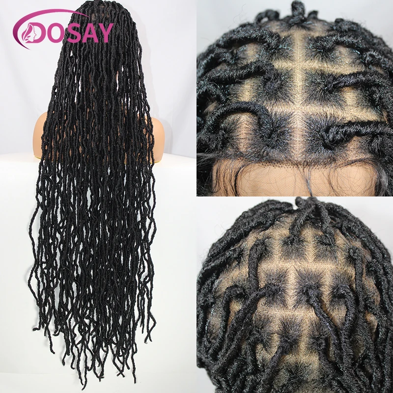 Dosay-Peluca de cabello sintético para mujeres negras, cabellera suave de ganchillo, encaje frontal, largo, negro, trenzado, a la venta