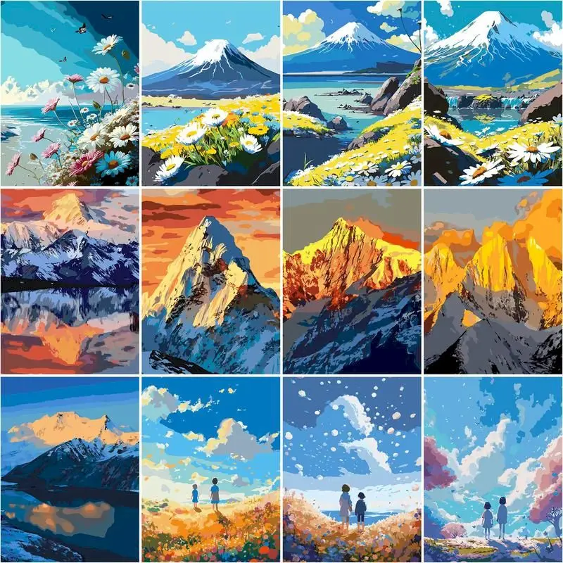 

GATYZTORY Painting By Numbers Mountain Landscape Diy Room Wall Art Pictures By Number For Adults Home Decoration 50x40cm