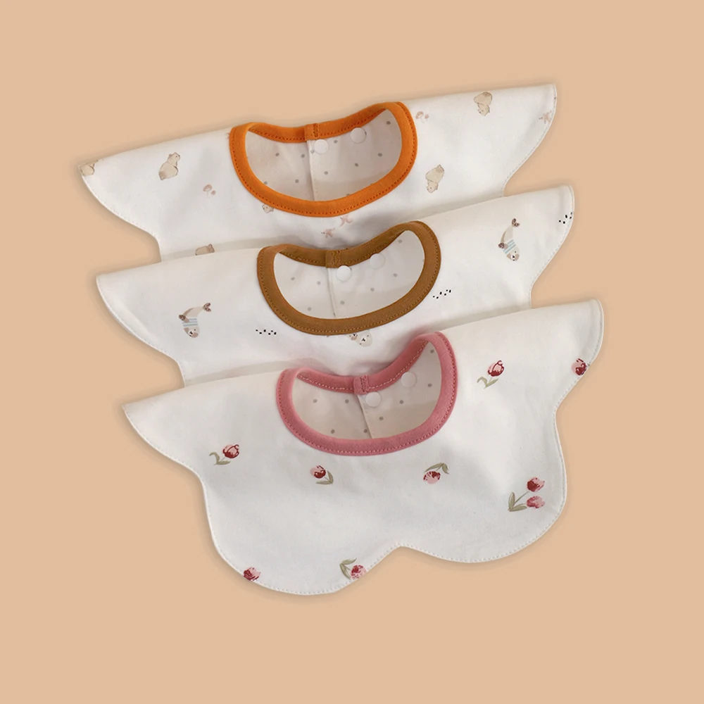 

Waterproof Baby Bib 100% Organic Cotton Bibs Soft and Western Style for Feeding Button Closure Printed Pattern