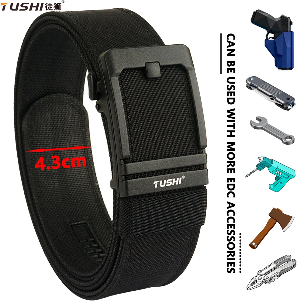 

﻿ TUSHI Hard Tactical Belt Metal Buckle Adjustable Military Belt Rigid Heavy Duty Sturdy Multi-size Nylon Belt IPSC Accessories
