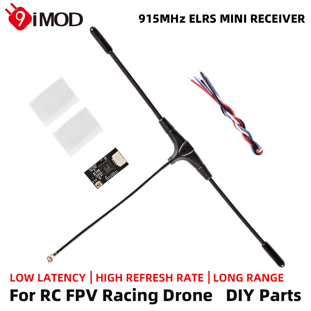 9IMOD ELRS 915MHz Receiver E8208 868/915MHz ExpressLRS Receiver with T Type Antenna RX SX1276 EXPRESSLRS Receiver DIY Parts