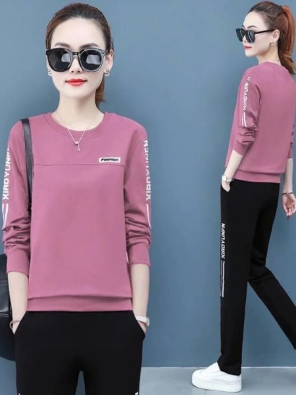 

Casual Sportswear Set Women's Long Sve Slimming Long Pants Two-Piece Set Faionable plus Size Spring Autumn New Arrival