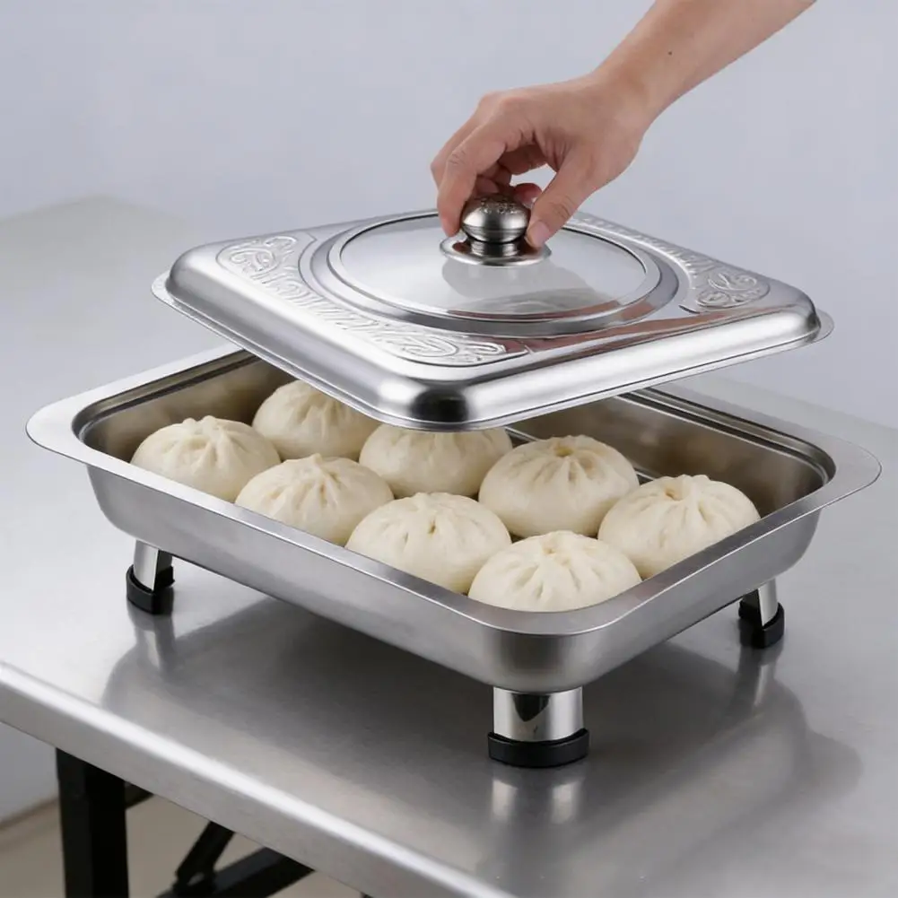 Chafing Dish Stainless Steel Buffet Warmer with Glass Lid Detachable Legs Dinner Plate for Buffets Hotels Outdoor Barbecue