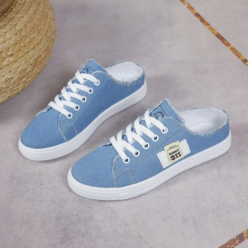 2024 New Ladies Sneakers Comfortable Breathable Canvas Shoes Fashion Lace Up Flat Ladies Casual Shoes Brand Shoes for Women