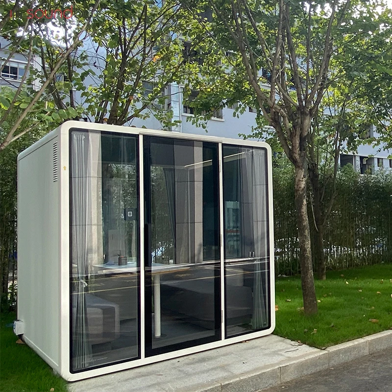 Soundbox Flat Pack Garden Tiny Cabin Self Assembly Insulated Outdoor Office Meeting Pod with AC